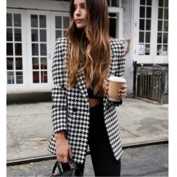 Anine Bing Jackets & Blazers - ANINE BING Maureen Blazer in Houndstooth Black & White Size Medium